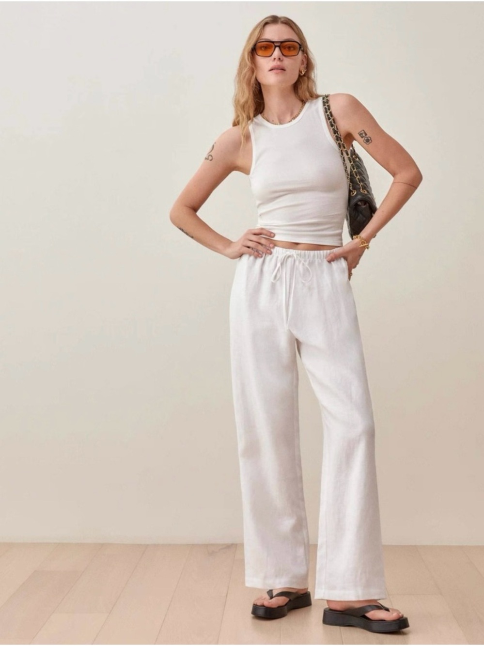 Reformation Olina 100% Linen Pants
White Small Drawstring Linen Pants - White XS